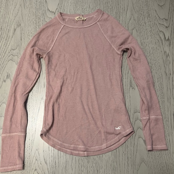 Hollister Pink Fitted Long Sleeve Tee Thermal - Picture 1 of 3